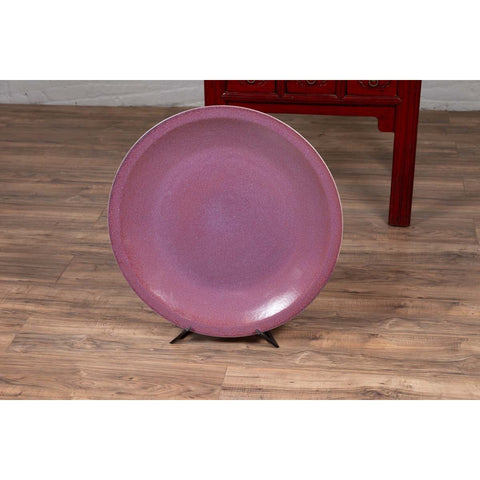 Chinese Vintage Purple Ceramic Charger Plate from the 1980s, Two Available-YN6528-5. Asian & Chinese Furniture, Art, Antiques, Vintage Home Décor for sale at FEA Home