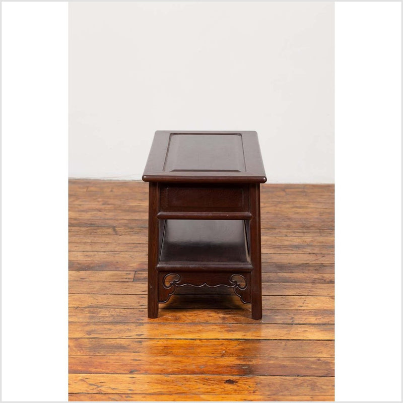 Chinese Vintage Rosewood Low Side Table with Two Drawers and Shelf-YN6457-17. Asian & Chinese Furniture, Art, Antiques, Vintage Home Décor for sale at FEA Home