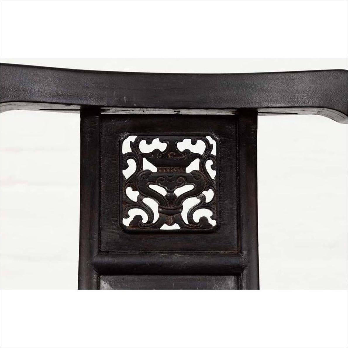 Chinese Wedding Chair with Curvy Pierced Splat, Serpentine Arms and Dark Patina-8. Asian &amp; Chinese Furniture, Art, Antiques, Vintage Home Décor for sale at FEA Home