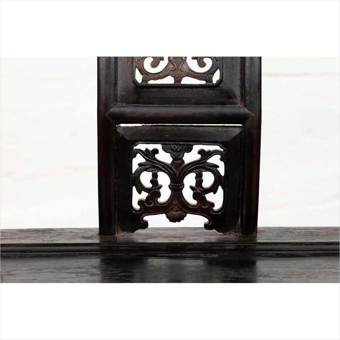 Chinese Wedding Chair with Curvy Pierced Splat, Serpentine Arms and Dark Patina-10. Asian &amp; Chinese Furniture, Art, Antiques, Vintage Home Décor for sale at FEA Home