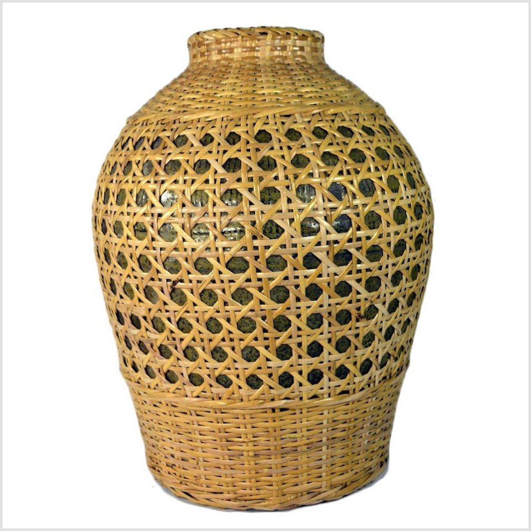 Chinese Wicker Covered Demijohn-1. Asian & Chinese Furniture, Art, Antiques, Vintage Home Décor for sale at FEA Home