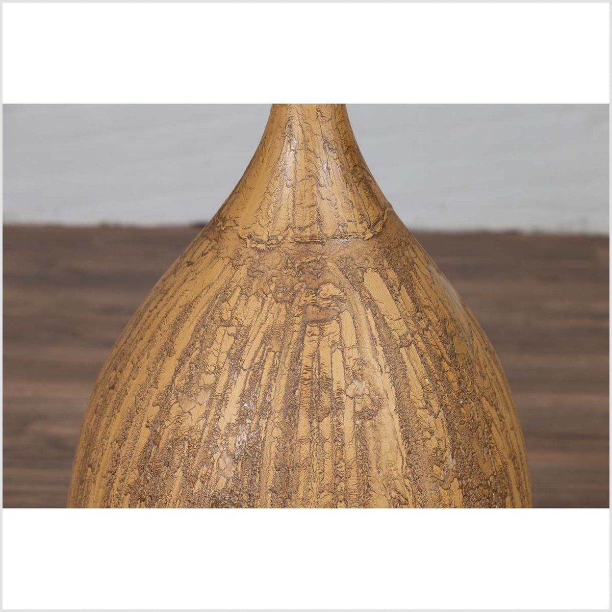 Contemporary Thai Handmade Ceramic Vase with Tapered Spout and Mustard Glaze-13. Asian &amp; Chinese Furniture, Art, Antiques, Vintage Home Décor for sale at FEA Home