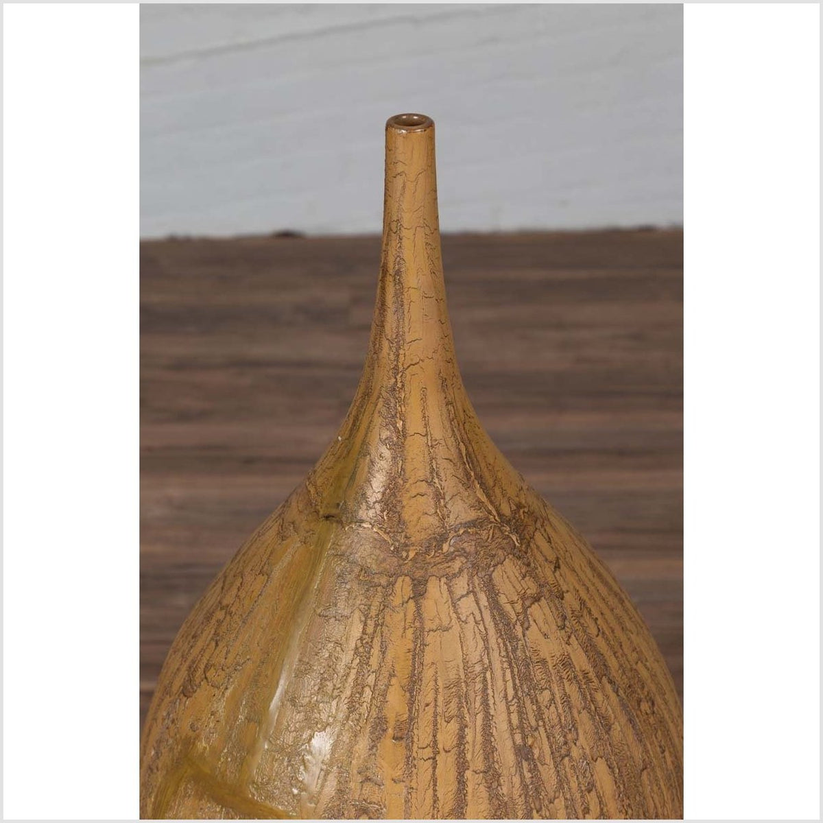 Contemporary Thai Handmade Ceramic Vase with Tapered Spout and Mustard Glaze-7. Asian &amp; Chinese Furniture, Art, Antiques, Vintage Home Décor for sale at FEA Home