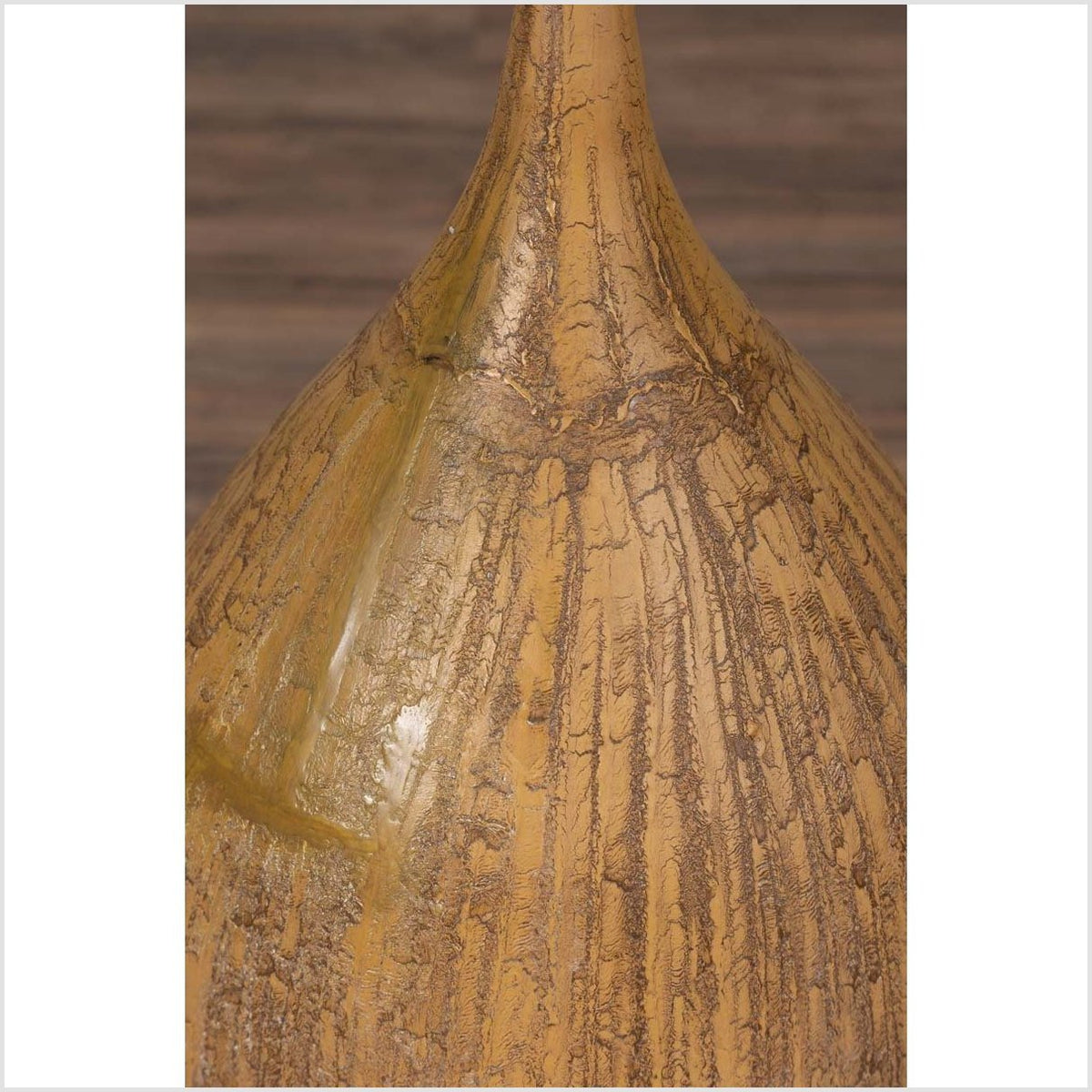 Contemporary Thai Handmade Ceramic Vase with Tapered Spout and Mustard Glaze-8. Asian &amp; Chinese Furniture, Art, Antiques, Vintage Home Décor for sale at FEA Home