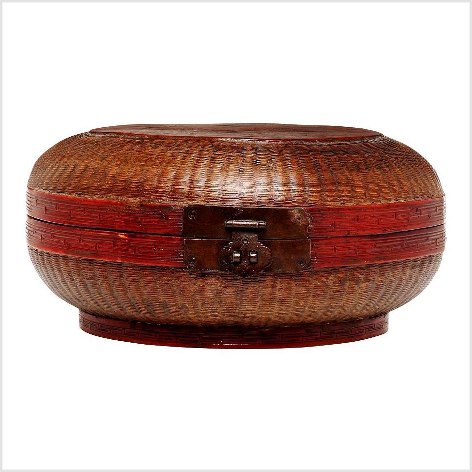 Covered Woven Basket-1. Asian & Chinese Furniture, Art, Antiques, Vintage Home Décor for sale at FEA Home