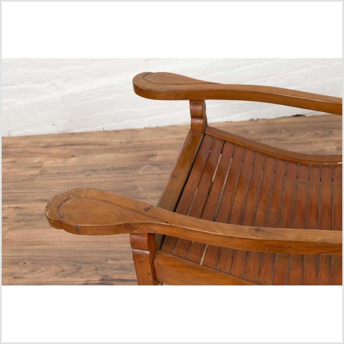 Dutch Colonial Indonesian Plantation Lounge Chair with Curving Seat and Slats-11. Asian &amp; Chinese Furniture, Art, Antiques, Vintage Home Décor for sale at FEA Home