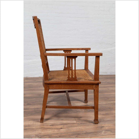 Dutch Colonial Javanese Teak Armchair with Rattan and Triglyph Inspired Motifs-YN6062-13. Asian & Chinese Furniture, Art, Antiques, Vintage Home Décor for sale at FEA Home
