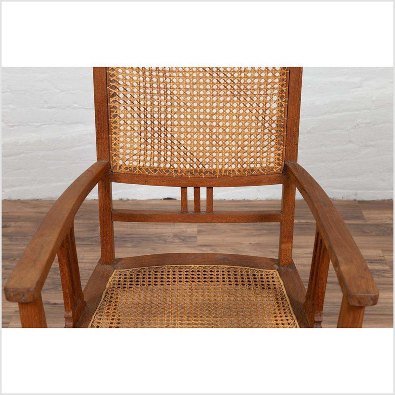 Dutch Colonial Javanese Teak Armchair with Rattan and Triglyph Inspired Motifs-YN6062-6. Asian & Chinese Furniture, Art, Antiques, Vintage Home Décor for sale at FEA Home