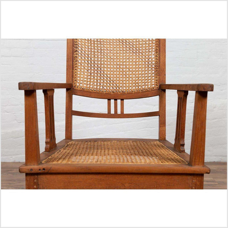 Dutch Colonial Javanese Teak Armchair with Rattan and Triglyph Inspired Motifs-YN6062-8. Asian & Chinese Furniture, Art, Antiques, Vintage Home Décor for sale at FEA Home