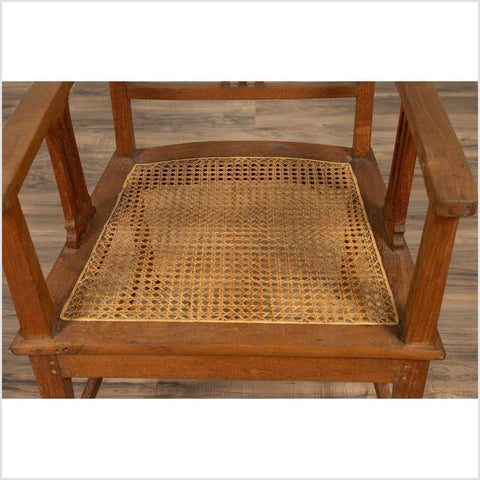 Dutch Colonial Javanese Teak Armchair with Rattan and Triglyph Inspired Motifs-YN6062-9. Asian & Chinese Furniture, Art, Antiques, Vintage Home Décor for sale at FEA Home