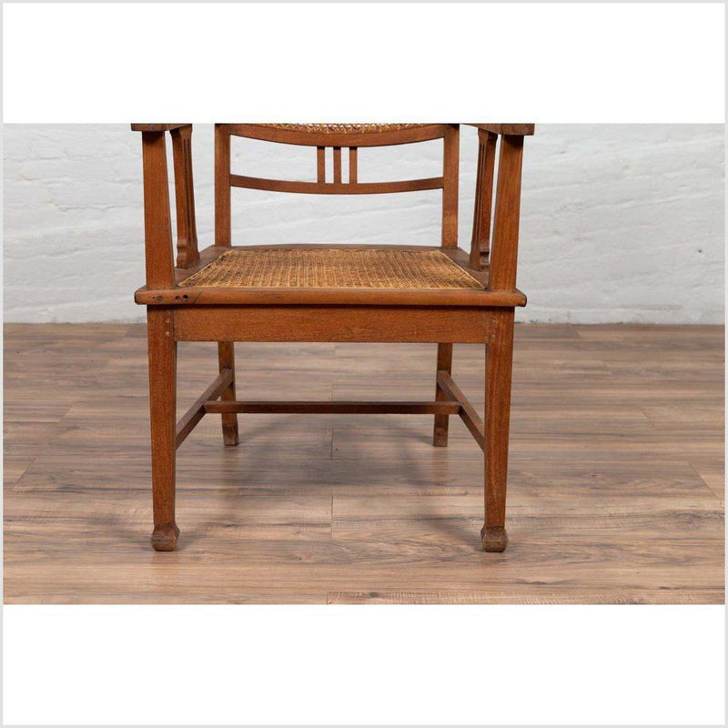 Dutch Colonial Javanese Teak Armchair with Rattan and Triglyph Inspired Motifs-YN6062-10. Asian & Chinese Furniture, Art, Antiques, Vintage Home Décor for sale at FEA Home