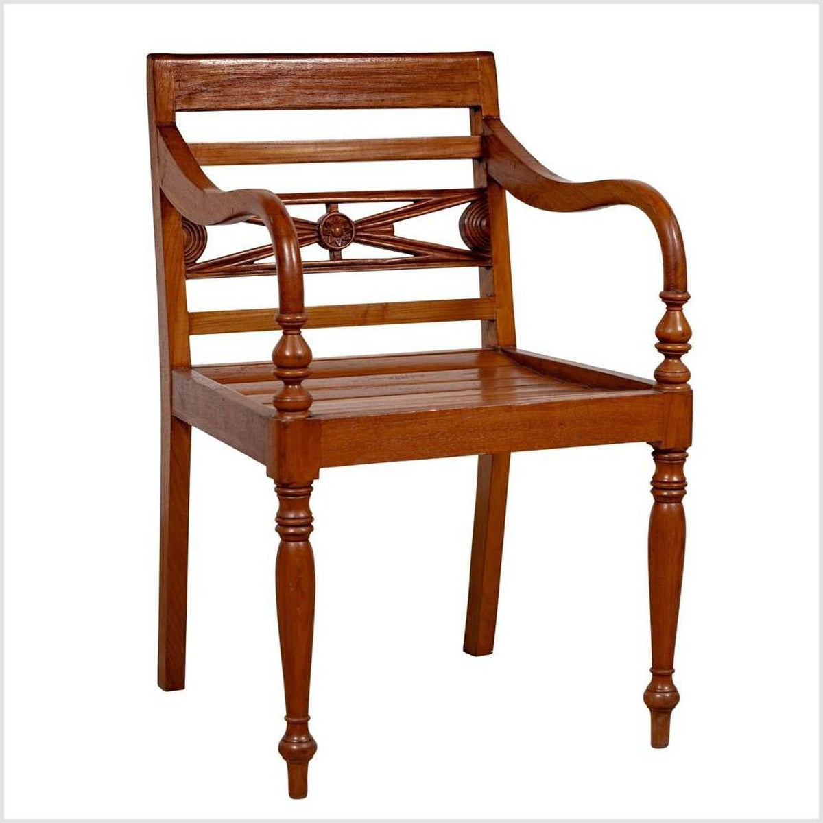 Early 20th Century Captain's Chair from Bali with Slatted Wood-1. Asian & Chinese Furniture, Art, Antiques, Vintage Home Décor for sale at FEA Home