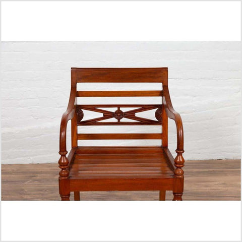 Early 20th Century Captain's Chair from Bali with Slatted Wood