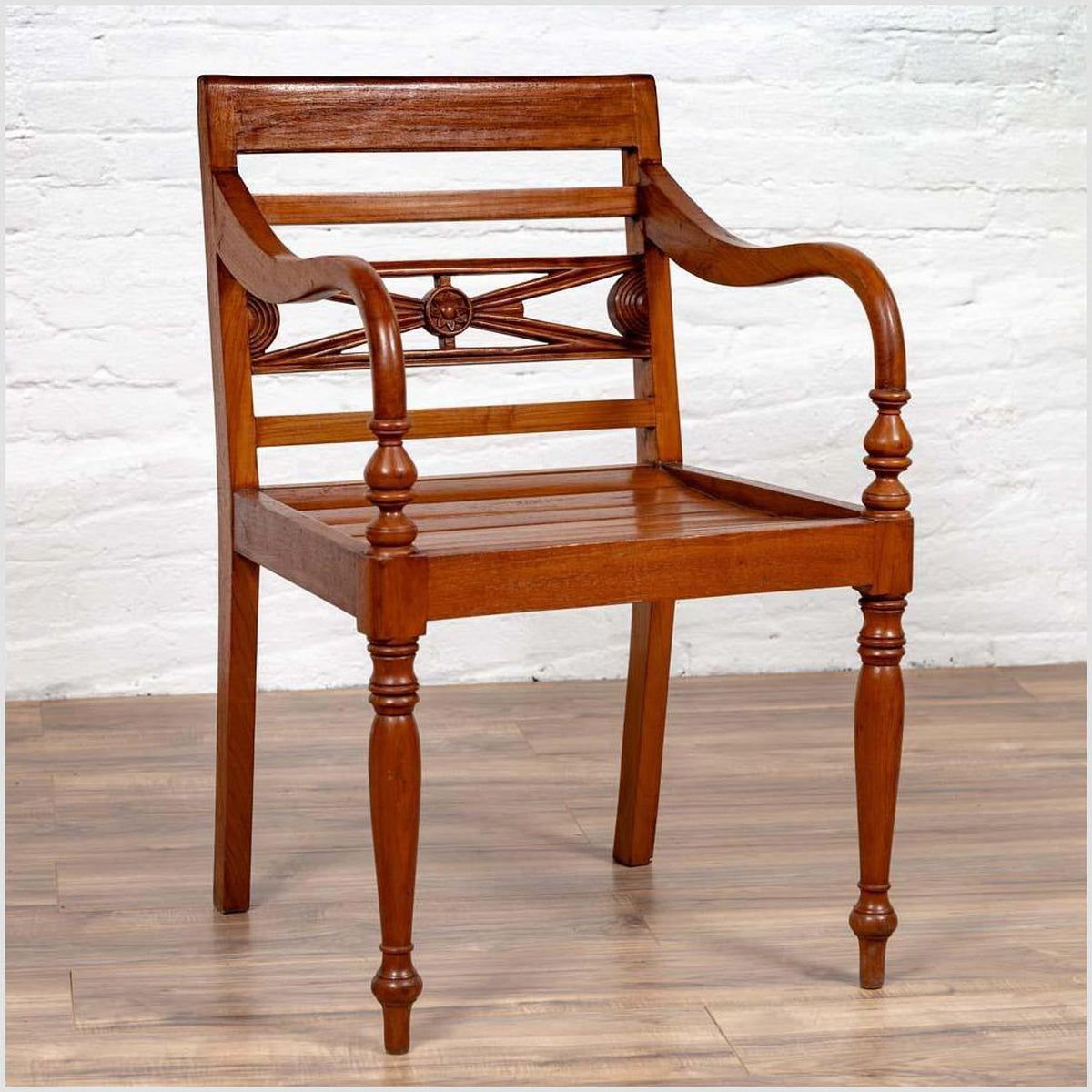 Early 20th Century Captain's Chair from Bali with Slatted Wood-2. Asian & Chinese Furniture, Art, Antiques, Vintage Home Décor for sale at FEA Home