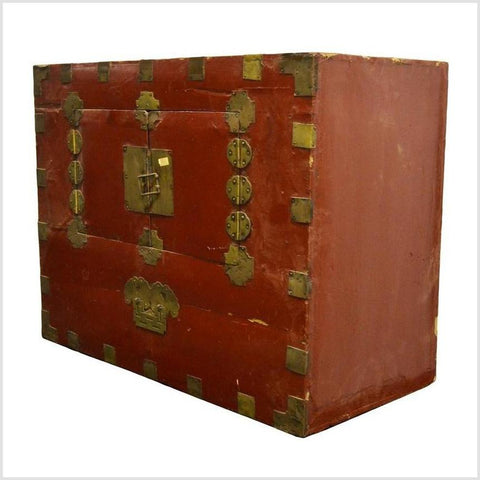 Early 20th Century Korean Chest with Double Doors and Traditional Brass-YN4089-3. Asian & Chinese Furniture, Art, Antiques, Vintage Home Décor for sale at FEA Home