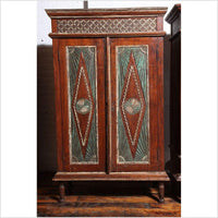Early 20th Century Two-Door Painted Teak Javanese Cabinet with Diamond Patterns