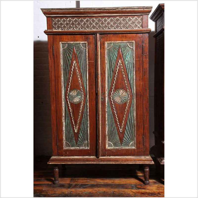 Early 20th Century Two-Door Painted Teak Javanese Cabinet with Diamond Patterns-YN2117-2. Asian & Chinese Furniture, Art, Antiques, Vintage Home Décor for sale at FEA Home