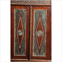 Early 20th Century Two-Door Painted Teak Javanese Cabinet with Diamond Patterns