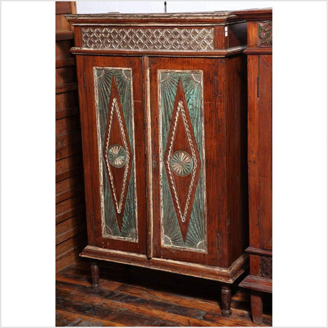 Early 20th Century Two-Door Painted Teak Javanese Cabinet with Diamond Patterns-YN2117-8. Asian & Chinese Furniture, Art, Antiques, Vintage Home Décor for sale at FEA Home