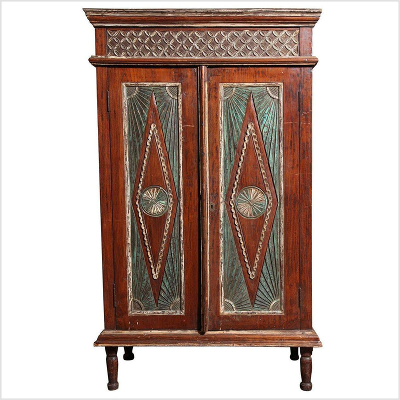 Early 20th Century Two-Door Painted Teak Javanese Cabinet with Diamond Patterns-YN2117-1. Asian & Chinese Furniture, Art, Antiques, Vintage Home Décor for sale at FEA Home