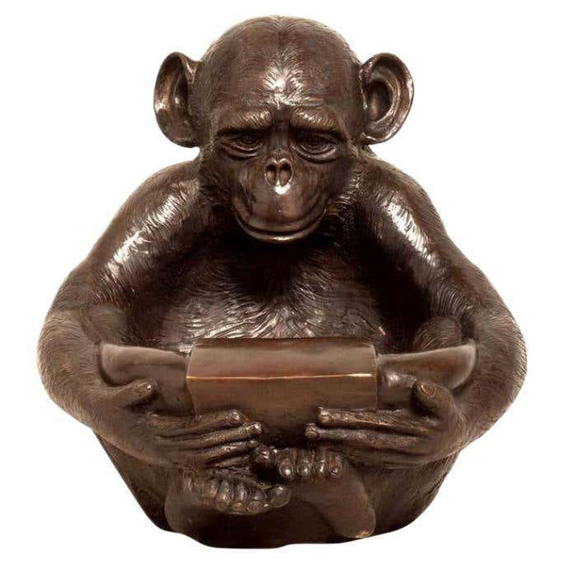 Lost Wax Cast Bronze Sculpture of a Sitting Monkey Holding a Bowl- Asian Antiques, Vintage Home Decor & Chinese Furniture - FEA Home