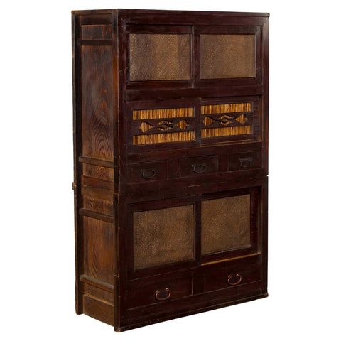 Japanese Early 20th Century Tansu Cabinet with Sliding Doors and Drawers - Antique and Vintage Asian Furniture for Sale at FEA Home