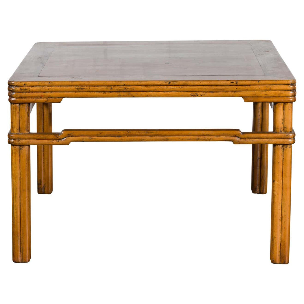Chinese Early 20th Century Light Brown Low Side Table with Humpback Stretchers-1. Asian & Chinese Furniture, Art, Antiques, Vintage Home Décor for sale at FEA Home