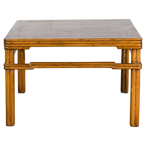 Chinese Early 20th Century Light Brown Low Side Table with Humpback Stretchers-1. Asian & Chinese Furniture, Art, Antiques, Vintage Home Décor for sale at FEA Home