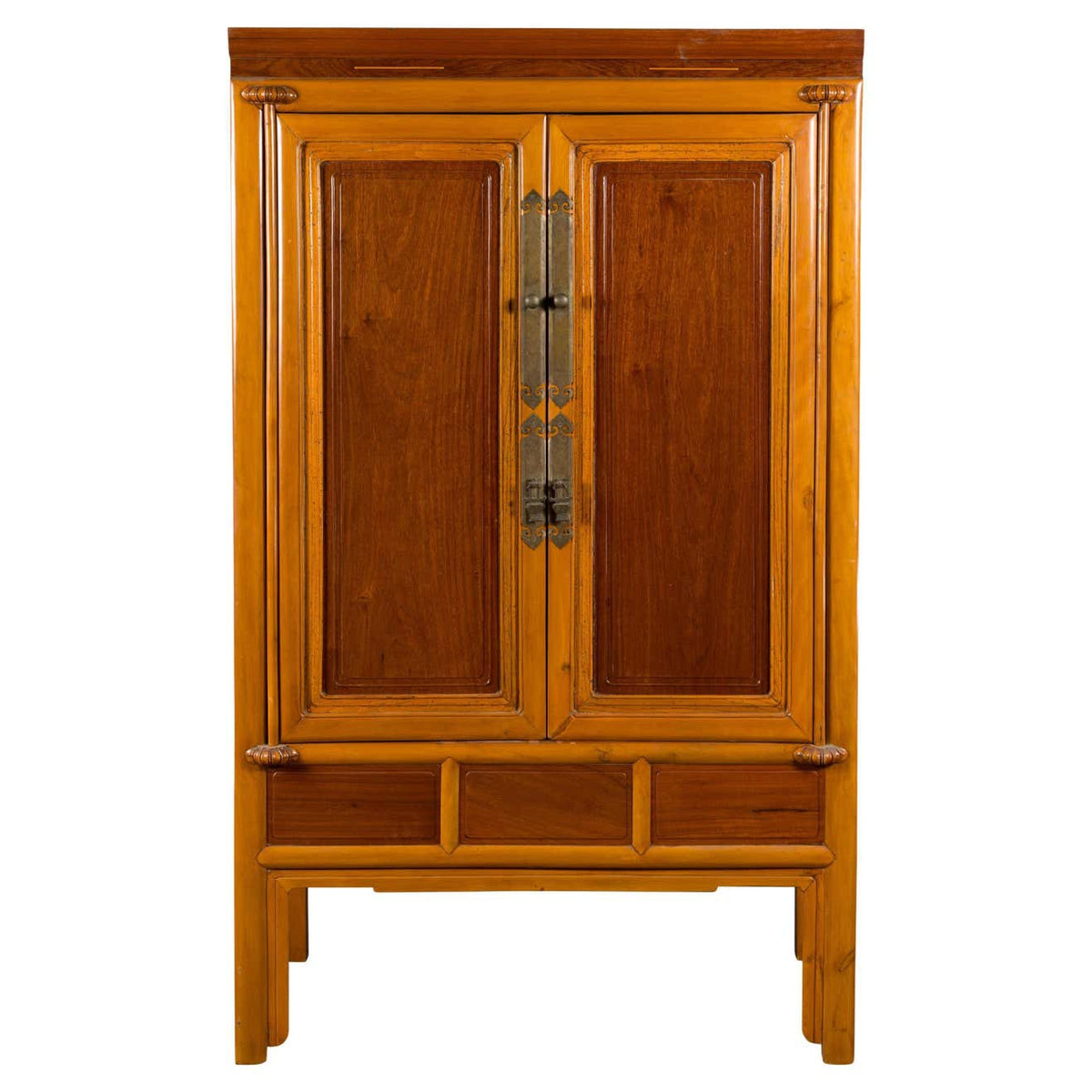 Chinese Qing Dynasty 19th Century Two-Toned Wooden Cabinet with Brass Hardware-1. Asian & Chinese Furniture, Art, Antiques, Vintage Home Décor for sale at FEA Home