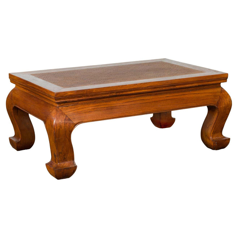 Chinese Shanxi Province Qing Dynasty Elmwood Coffee Table with Woven Rattan Top-YN1256-1. Asian & Chinese Furniture, Art, Antiques, Vintage Home Décor for sale at FEA Home