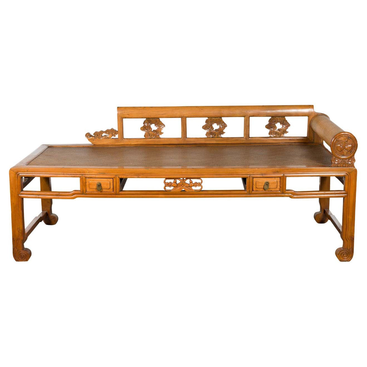 Qing Dynasty 19th Century Lady's Opium Daybed with Rattan Seat and Pillow-1. Asian & Chinese Furniture, Art, Antiques, Vintage Home Décor for sale at FEA Home