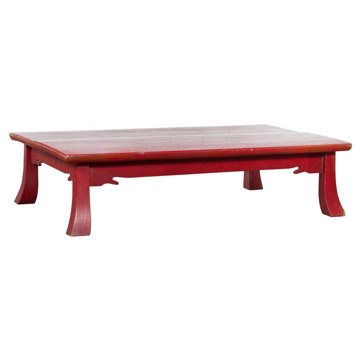 Japanese Taishō Early 20th Century Red Lacquer Coffee Table with Carved Apron-1. Asian & Chinese Furniture, Art, Antiques, Vintage Home Décor for sale at FEA Home