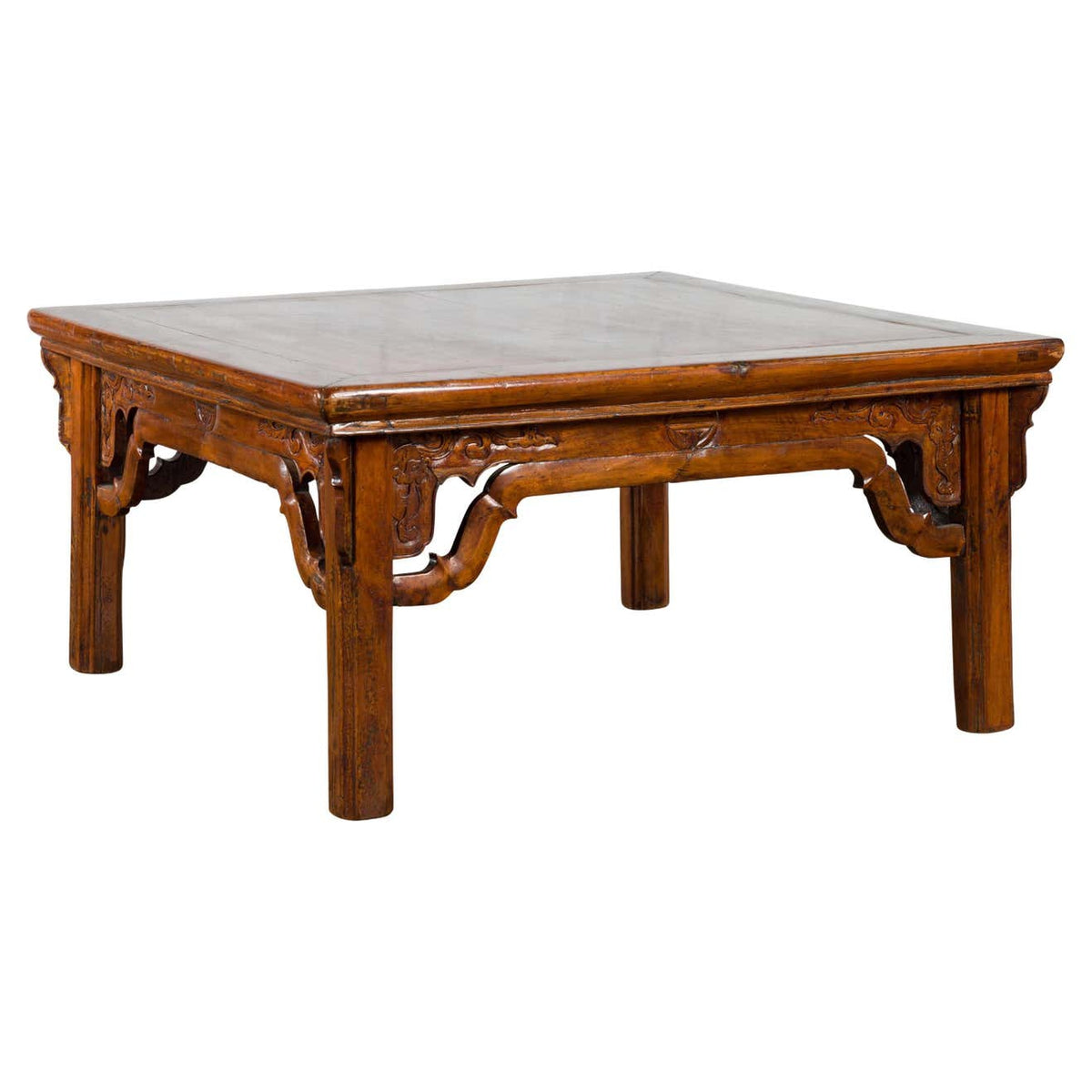 Chinese Qing Dynasty 19th Century Elmwood Coffee Table with Carved Apron-1. Asian & Chinese Furniture, Art, Antiques, Vintage Home Décor for sale at FEA Home
