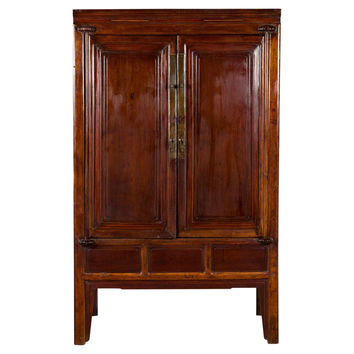 Chinese Qing Dynasty 19th Century Ningbo Cypress Cabinet with Brass Hardware-1. Asian & Chinese Furniture, Art, Antiques, Vintage Home Décor for sale at FEA Home
