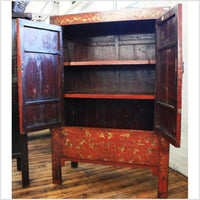 Gilt Decorated Red Lacquer Cabinet