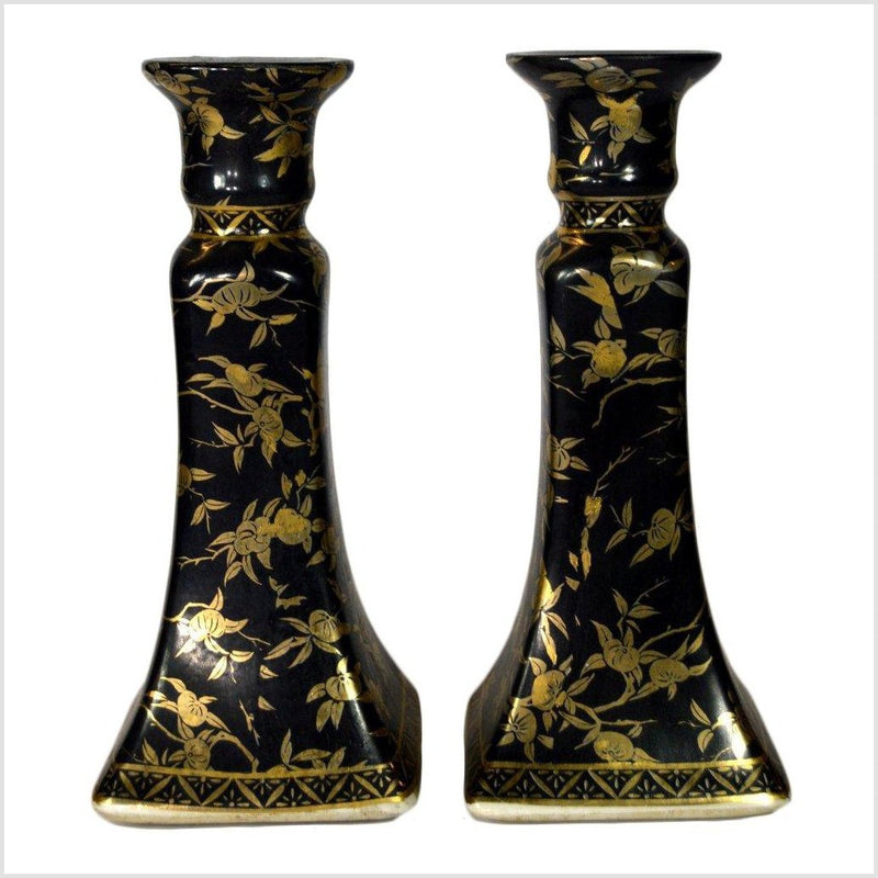 Gilt Ornate Porcelain Candle Holders- Asian Antiques, Vintage Home Decor & Chinese Furniture - FEA Home