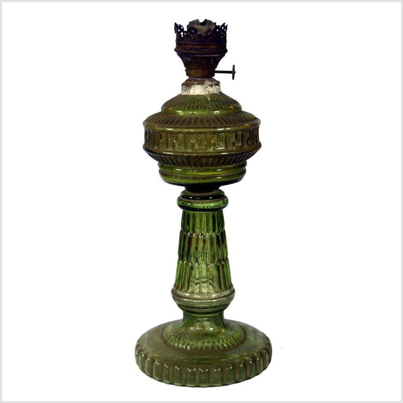 Green Glass Oil Lamp- Asian Antiques, Vintage Home Decor & Chinese Furniture - FEA Home
