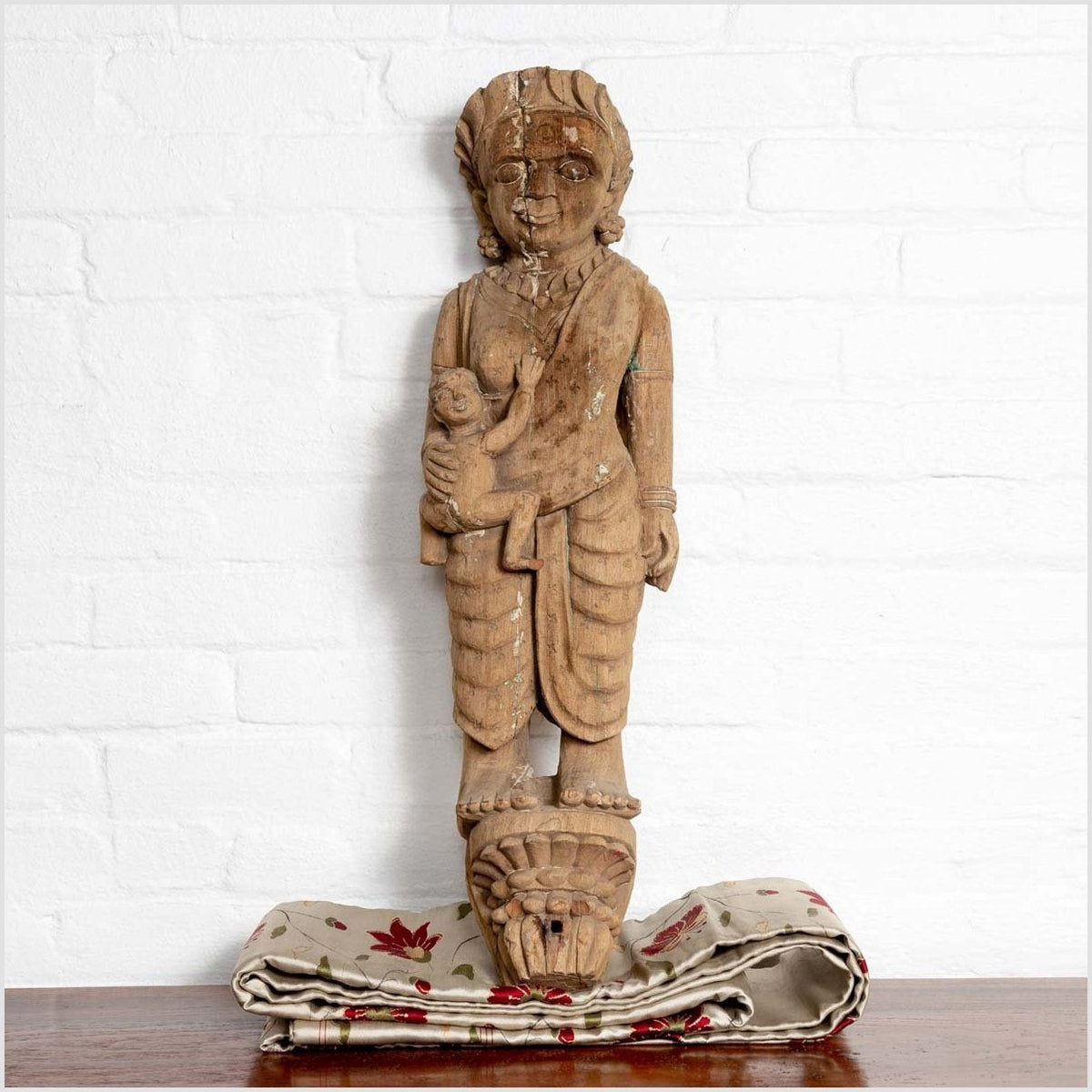 Hand Carved Indian Temple Carving Statue from Gujarat Depicting Mother and Child-2. Asian & Chinese Furniture, Art, Antiques, Vintage Home Décor for sale at FEA Home