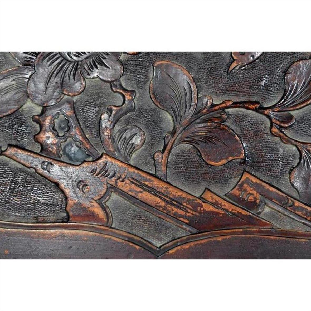 Hand-Carved Lacquered Rosewood Wall Plaque with Bird from 19th Century, China-6. Asian &amp; Chinese Furniture, Art, Antiques, Vintage Home Décor for sale at FEA Home