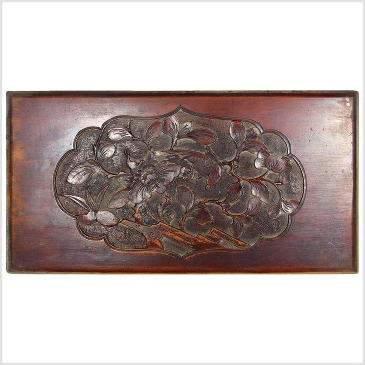Hand-Carved Lacquered Rosewood Wall Plaque with Bird from 19th Century, China-1. Asian & Chinese Furniture, Art, Antiques, Vintage Home Décor for sale at FEA Home