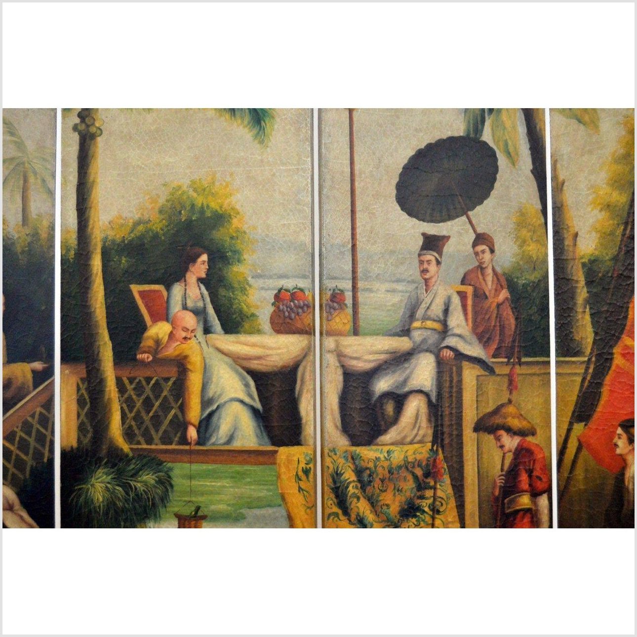 Hand Painted 4 Panel Screen-3. Asian &amp; Chinese Furniture, Art, Antiques, Vintage Home Décor for sale at FEA Home