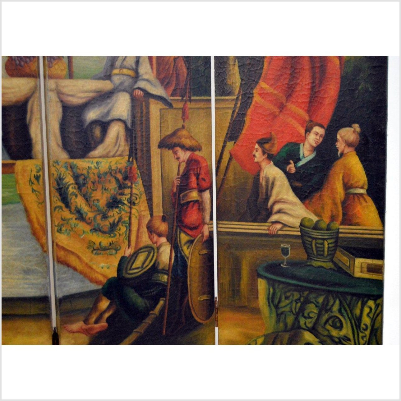 Hand Painted 4 Panel Screen-4. Asian &amp; Chinese Furniture, Art, Antiques, Vintage Home Décor for sale at FEA Home