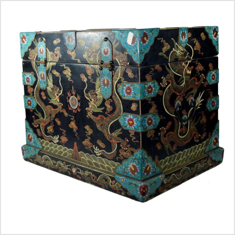 Large Cloisonne Hand Painted Dowry Box 