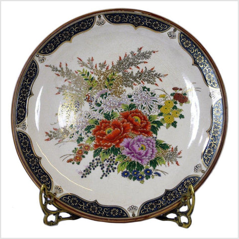 Hand Painted Satsuma Kiyomizu Porcelain Plate- Asian Antiques, Vintage Home Decor & Chinese Furniture - FEA Home