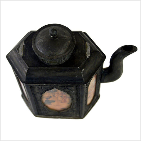 Hand Tooled Pewter Teapot-YNE569-6. Asian & Chinese Furniture, Art, Antiques, Vintage Home Décor for sale at FEA Home