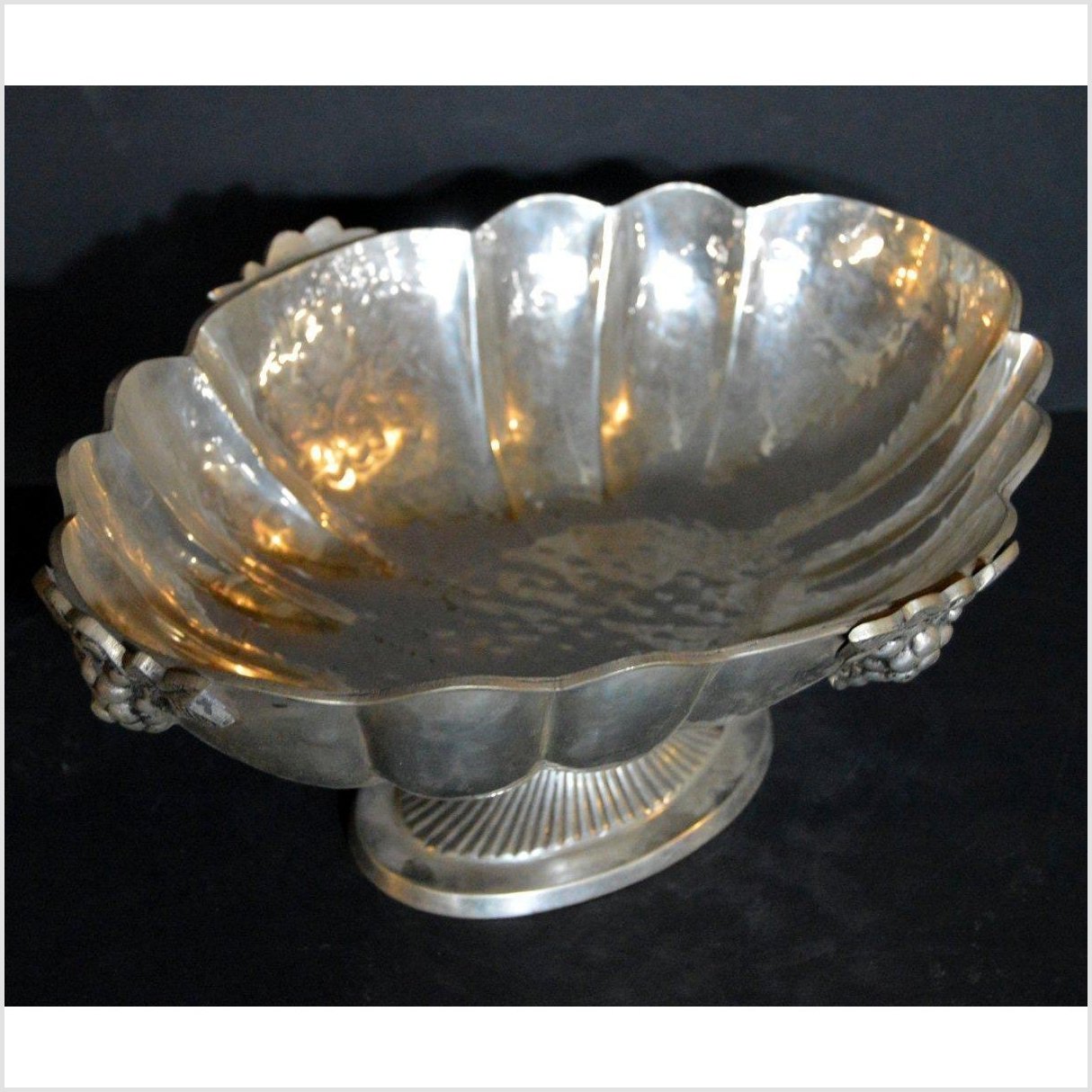 HAND TOOLED SILVER PLATED BOWL-3. Asian &amp; Chinese Furniture, Art, Antiques, Vintage Home Décor for sale at FEA Home