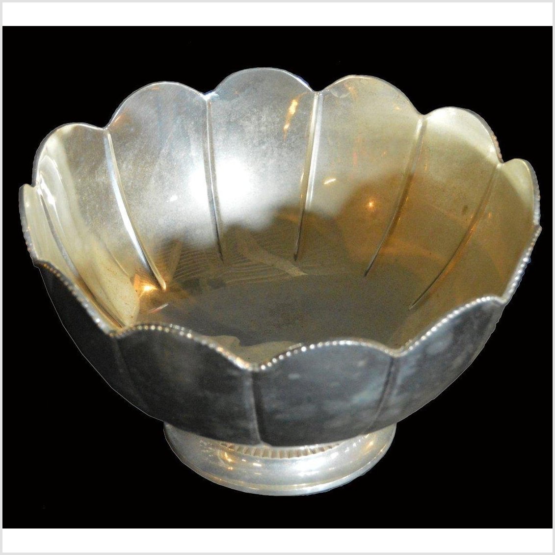 HAND TOOLED SILVER PLATED BOWL-2. Asian & Chinese Furniture, Art, Antiques, Vintage Home Décor for sale at FEA Home
