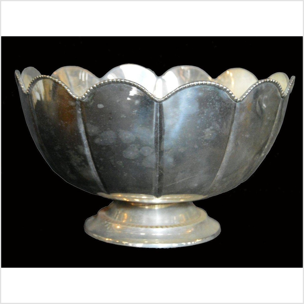HAND TOOLED SILVER PLATED BOWL-1. Asian & Chinese Furniture, Art, Antiques, Vintage Home Décor for sale at FEA Home