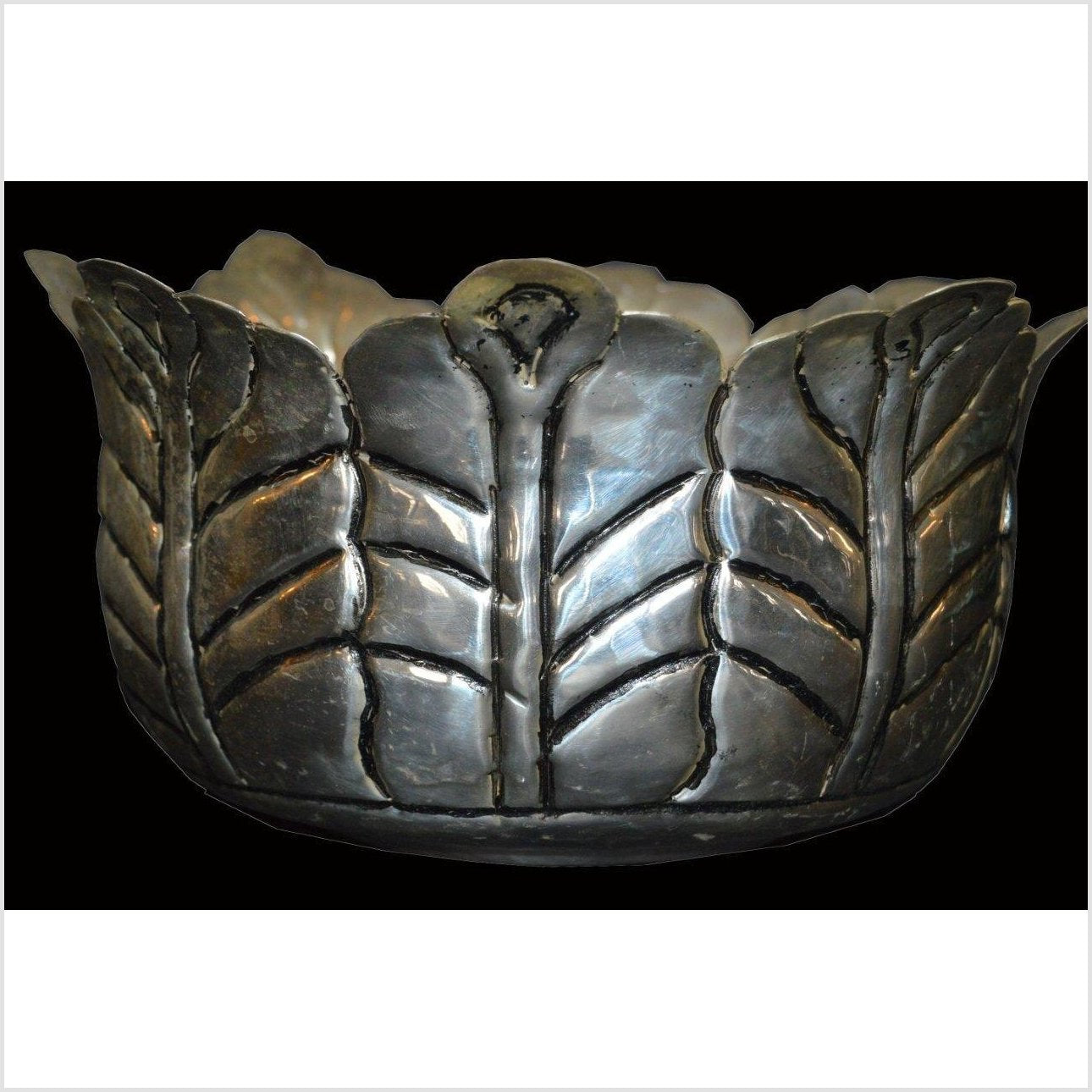 HAND TOOLED SILVER PLATED BOWL-2. Asian & Chinese Furniture, Art, Antiques, Vintage Home Décor for sale at FEA Home