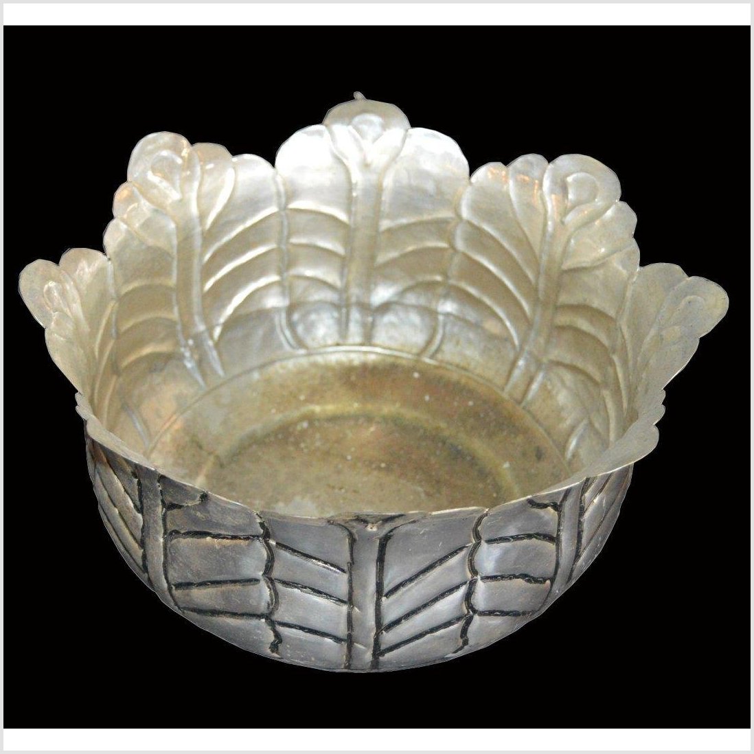HAND TOOLED SILVER PLATED BOWL-1. Asian & Chinese Furniture, Art, Antiques, Vintage Home Décor for sale at FEA Home